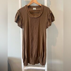 Plenty by Tracy Reese chocolate light braided puff sleeve sweater dress med